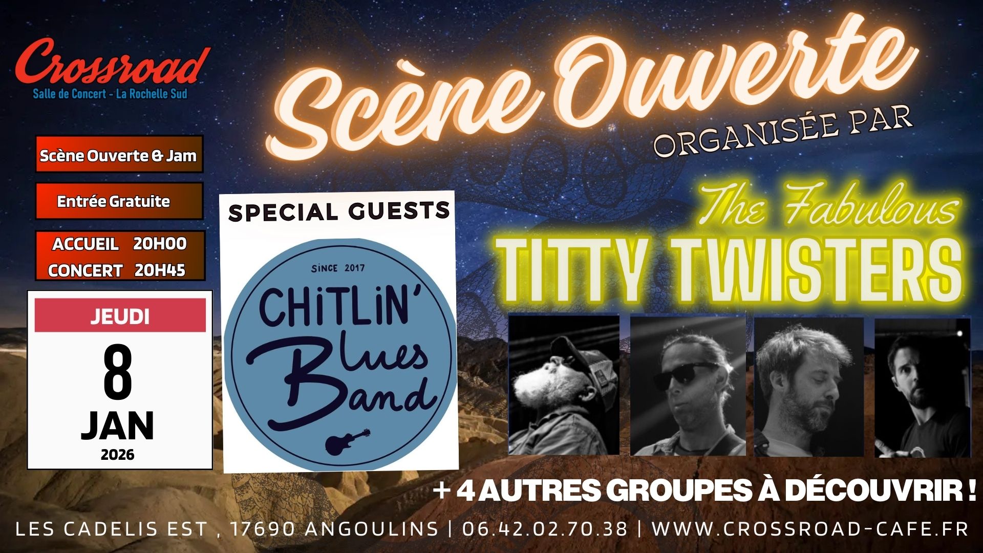 Scène Ouverte Organisée par The Fabulous Titty Twisters | SPECIAL GUESTS CHITLIN BLUES BAND