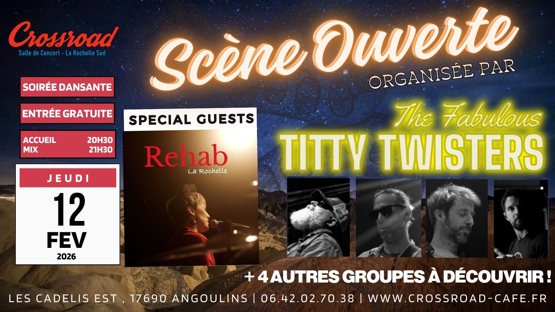 Scène Ouverte Organisée par The Fabulous Titty Twisters | SPECIAL GUESTS REHAB