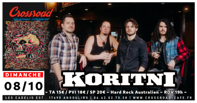 CONCERT | KORITNI - LONG OVERDUE TOUR 2023 - 1ère partie par CHARCOAL | Hard Rock Australien | 20h30