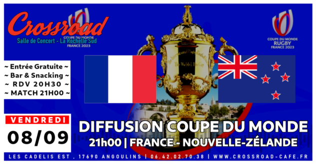 Diffusion Coupe du Monde de Rugby : FRANCE - NOUVELLE-ZÉLANDE | 21H