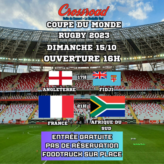 Diffusion Coupe du Monde de Rugby : JOURNÉE Quart de Finale FRANCE - AFRIQUE DU SUD + ANGLETERRE  - FIDJI
