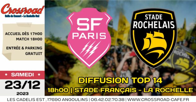 DIFFUSION TOP 14 : Stade Français - la Rochelle | 18h
