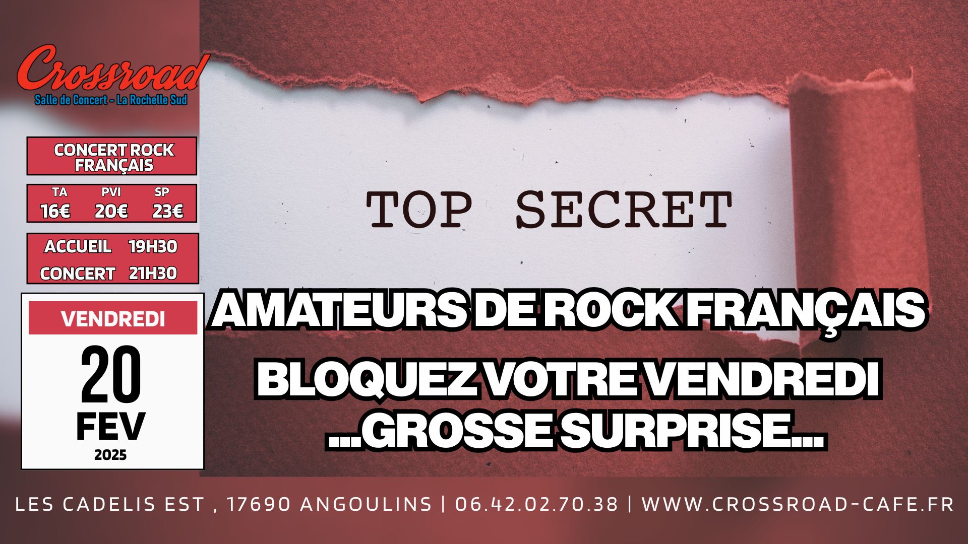 CONCERT | GROUPE ROCK - TOP SECRET - BIENTÔT RÉVÉLÉ...